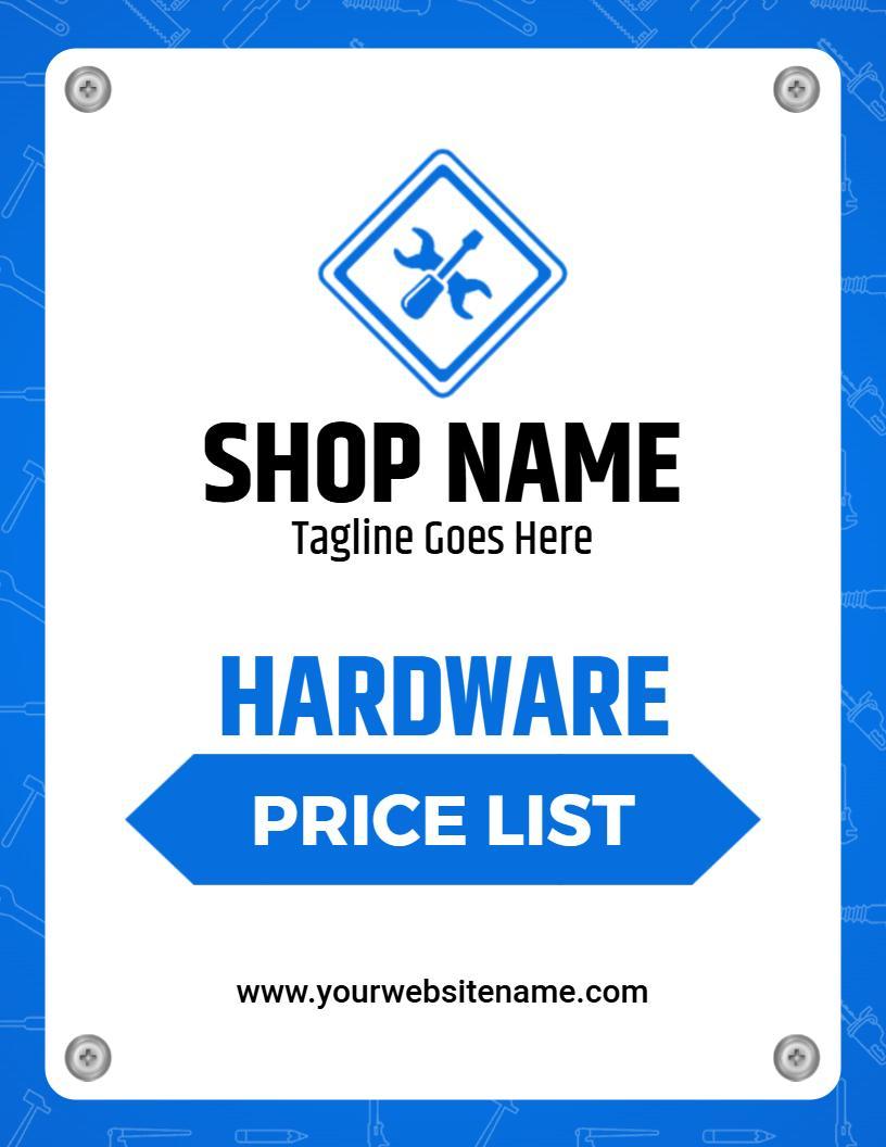 Bold Blue Door Knobs and Hardware Selection Price List Template