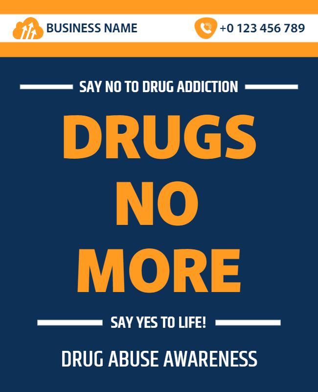 Bold Blue Drug Abuse Awareness Campaign Poster Template