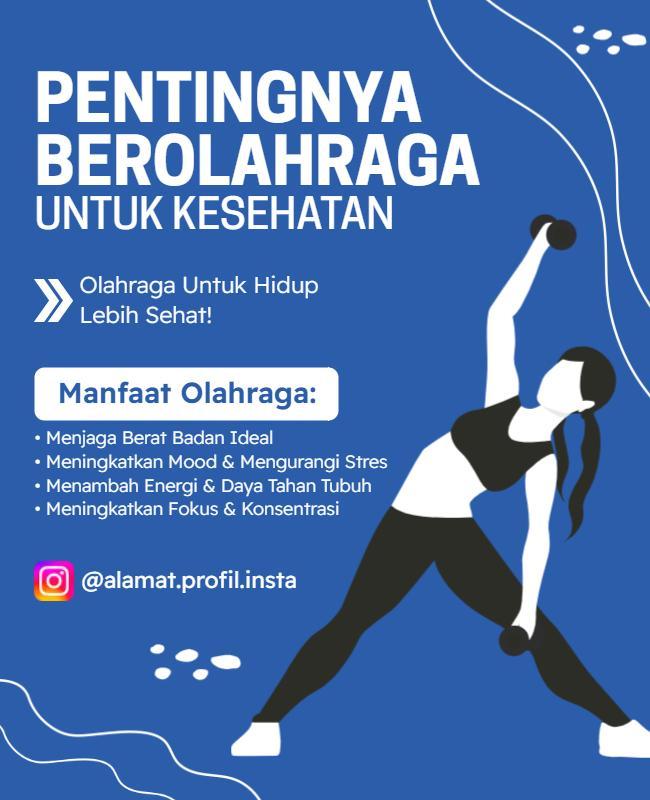 Bold Blue Fitness Awareness for Healthy Living Poster Template
