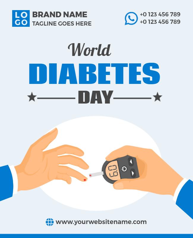 Bold Blue Health Awareness World Diabetes Day Poster Template