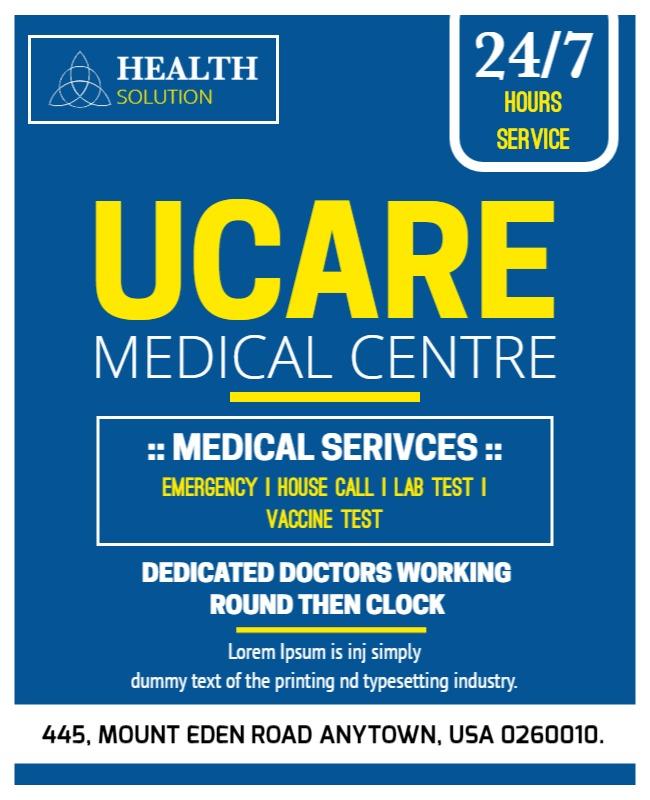 Bold Blue Health Services Medical Centre Poster Template
