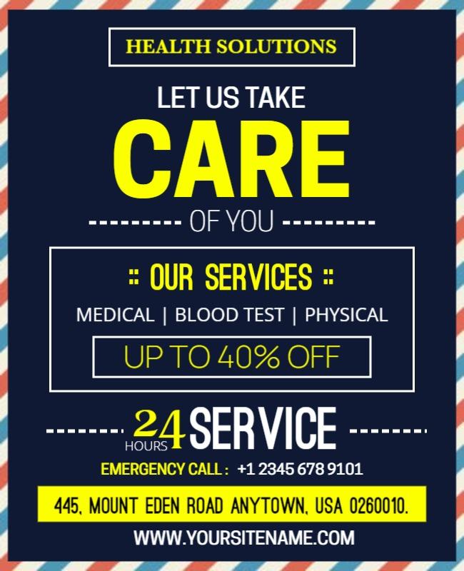 Bold Blue Health Services Promotional Discount Poster Template