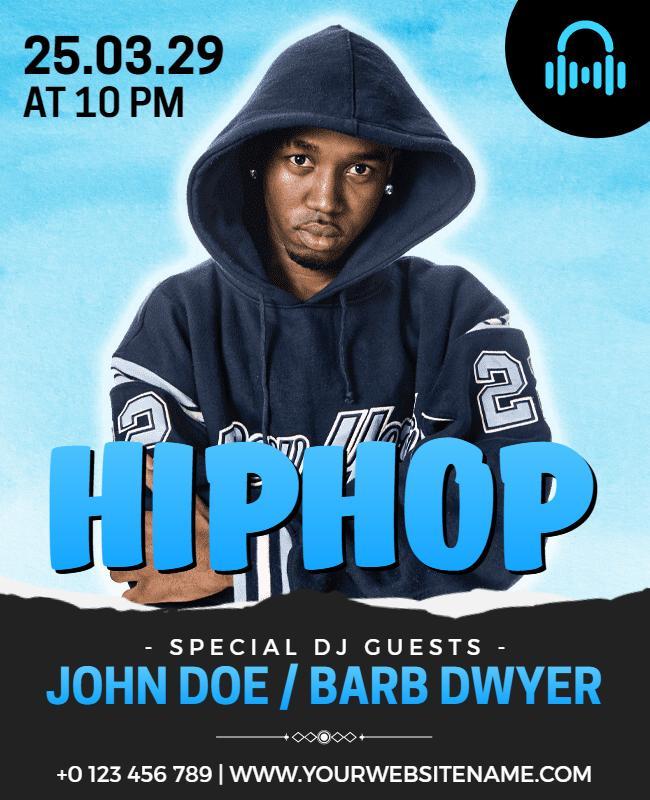 Bold Blue Hip Hop Music Event Poster Template