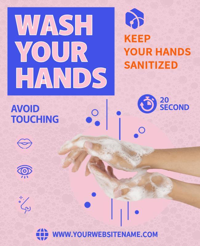 Bold Blue Hygiene Awareness Handwashing Poster Template