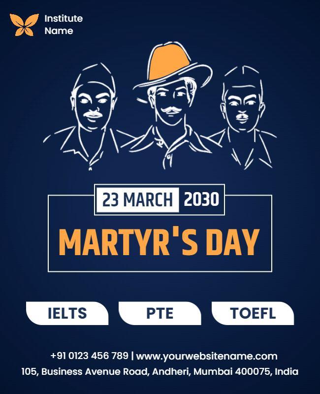 Bold Blue Martyr's Day Commemoration Event Poster Template