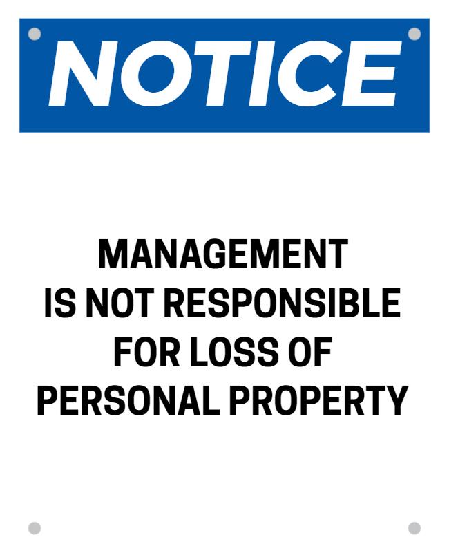 Bold Blue Notice of Property Responsibility Disclaimer Poster Template