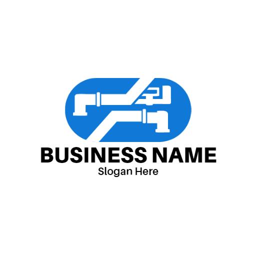 Bold Blue Pipes Illustrating Reliable Plumbing Services Logo Template