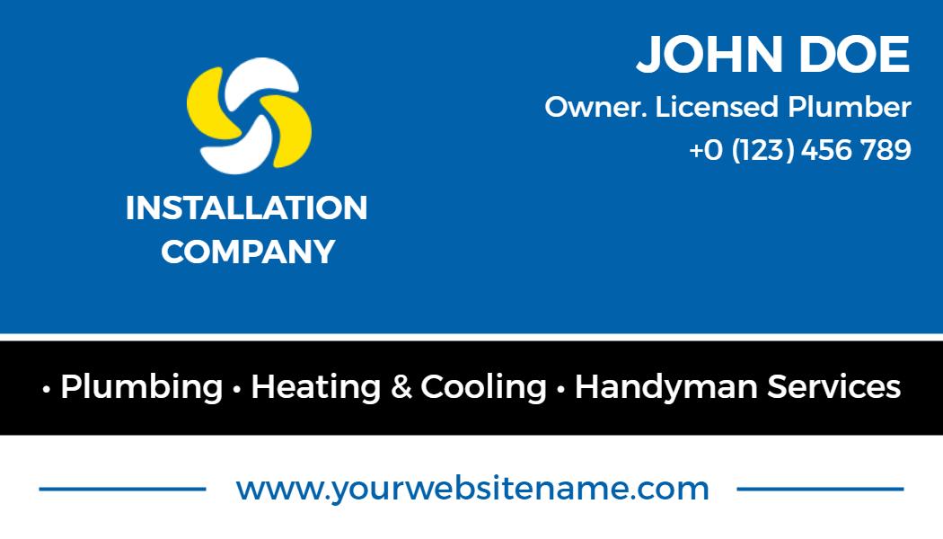 Bold Blue Plumbing Handyman Services Business Card Template