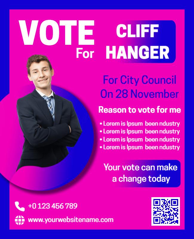 Bold Blue Political Campaign Election Poster Template