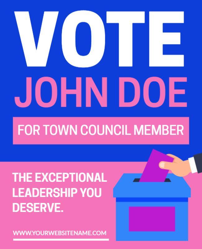 Bold Blue Political Campaign Vote John Doe Poster Template