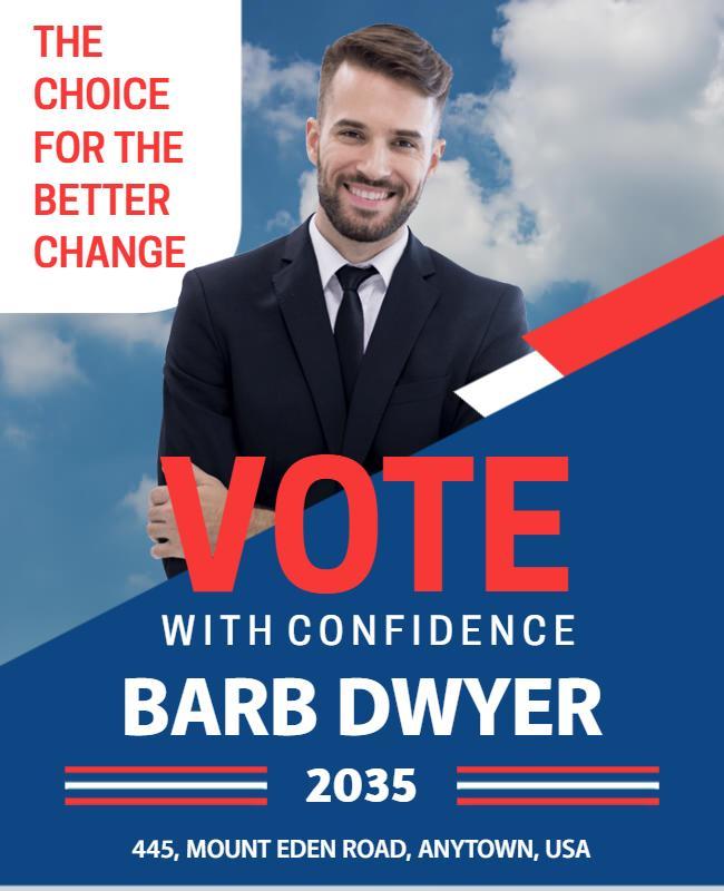 Bold Blue Political Campaign Vote with Confidence Poster Template