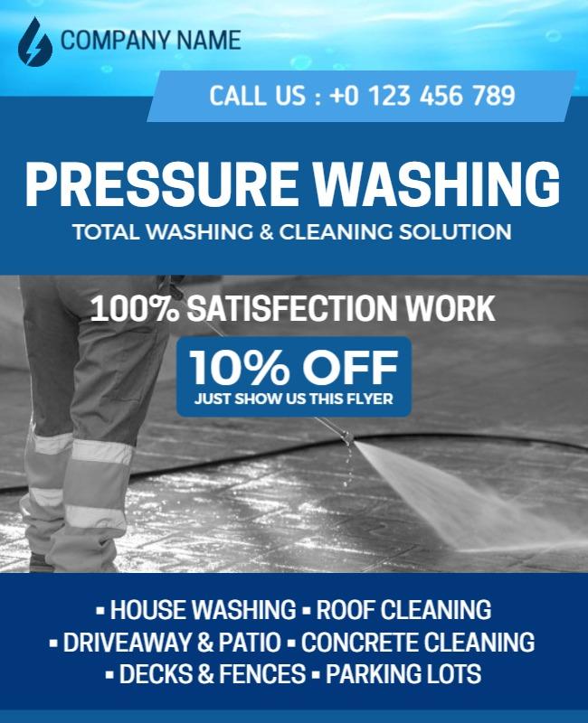 Bold Blue Pressure Washing Service Promotion Poster Template