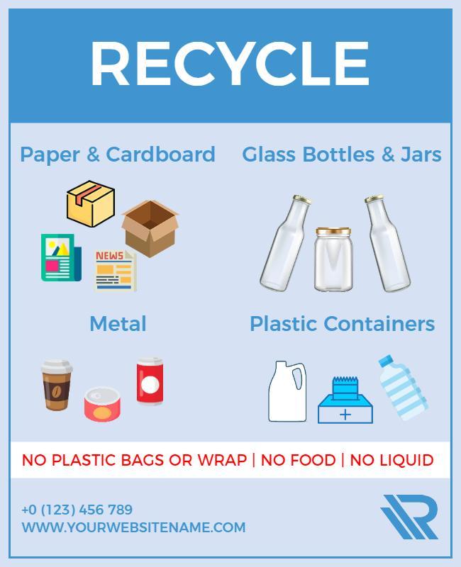 Bold Blue Recycling Information Guide Poster Template