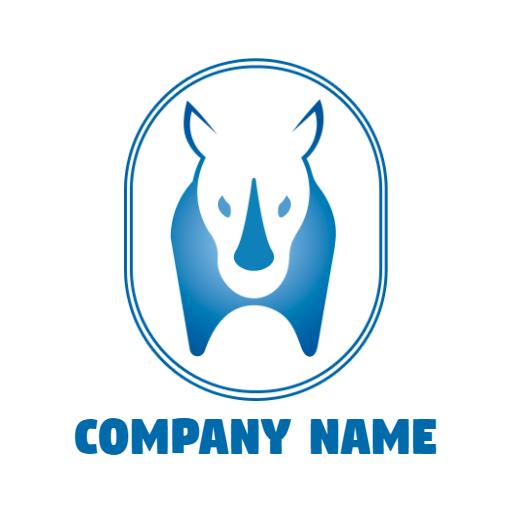 Bold Blue Rhino Design Representing Strength and Resilience Logo Template
