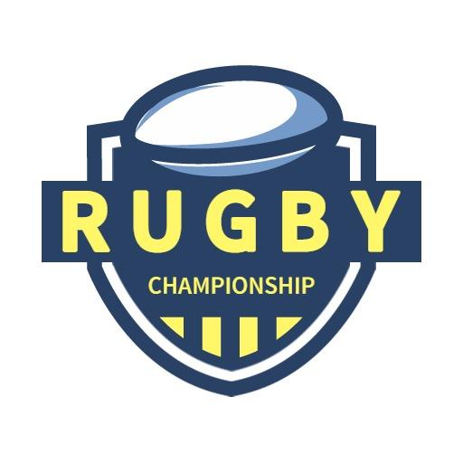 Bold Blue Rugby Championship Logo with Dynamic Design Elements Logo Template