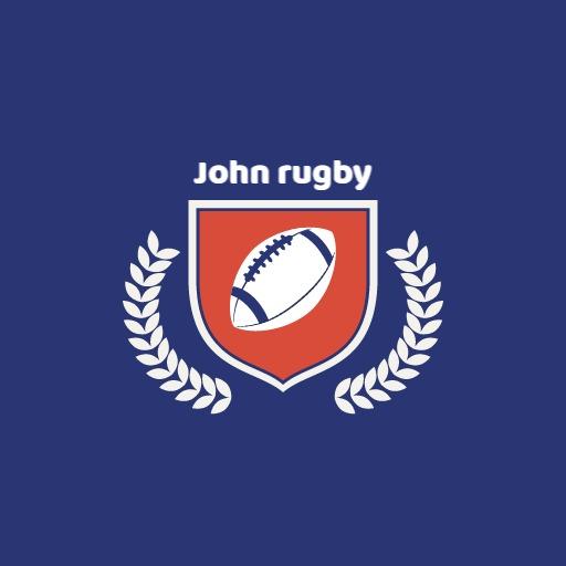 Bold Blue Rugby Crest with a Football and Laurel Logo Template