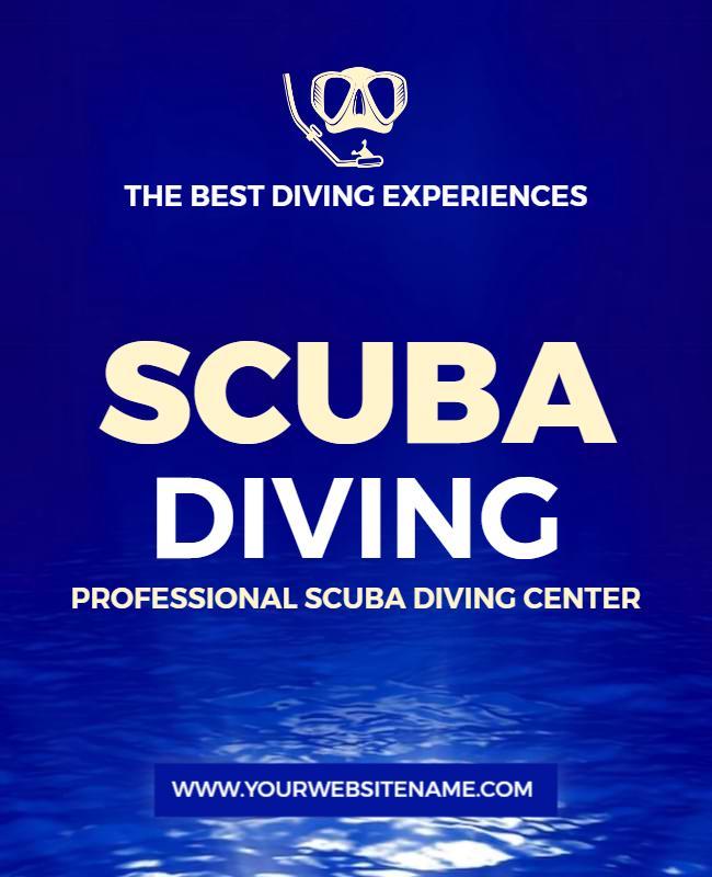 Bold Blue Scuba Diving Experiences Promotional Poster Template