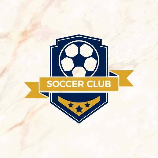 Bold Blue Shield Design Featuring Soccer Club Elements Logo Template