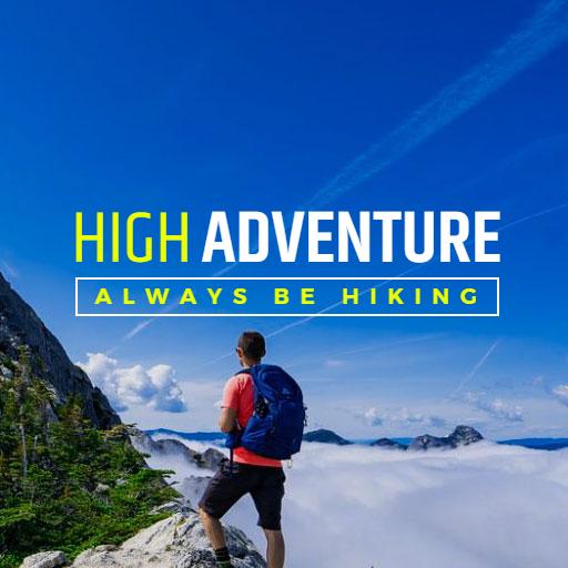 Bold Blue Sky Adventure Inviting You to Always Be Hiking Logo Template