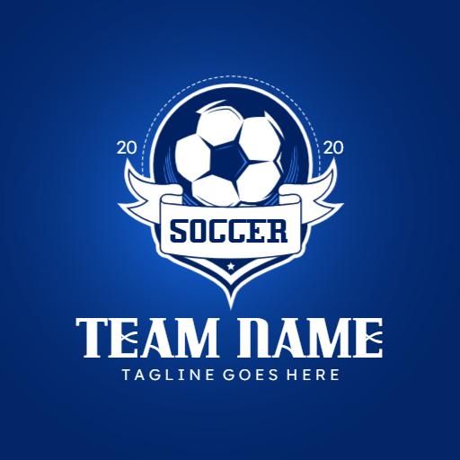 Bold Blue Soccer Logo Featuring Dynamic Team Spirit Logo Template