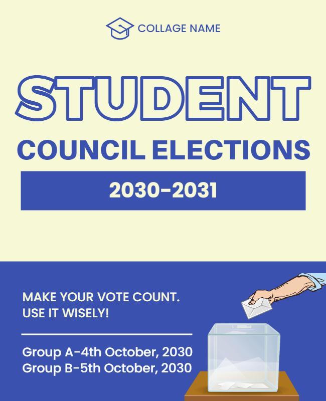 Bold Blue Student Council Elections Announcement Poster Template