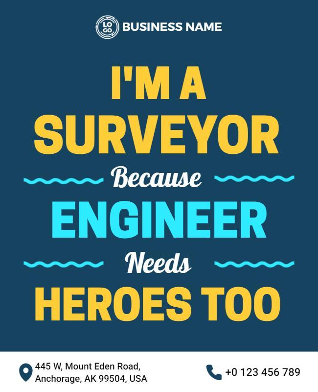 Bold Blue Surveyor Appreciation Business Poster Template