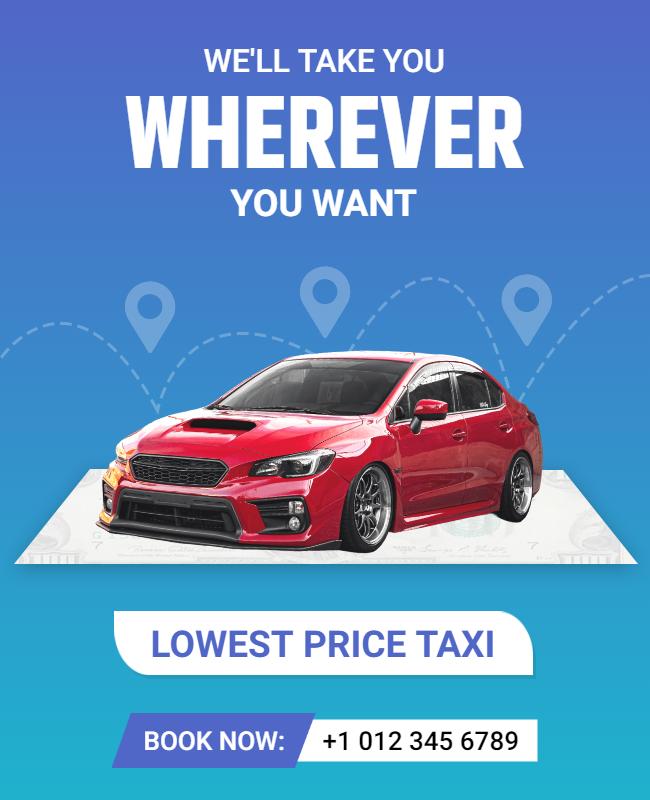 Bold Blue Taxi Service Advertisement Poster Template
