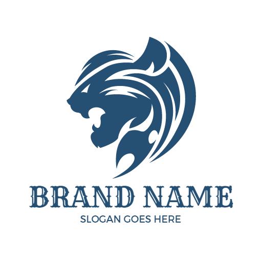 Bold Blue Tiger Graphic Design Showcasing Strength Logo Template