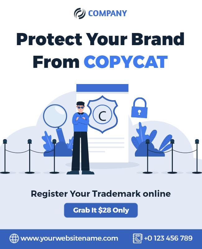 Bold Blue Trademark Protection Service Poster Template