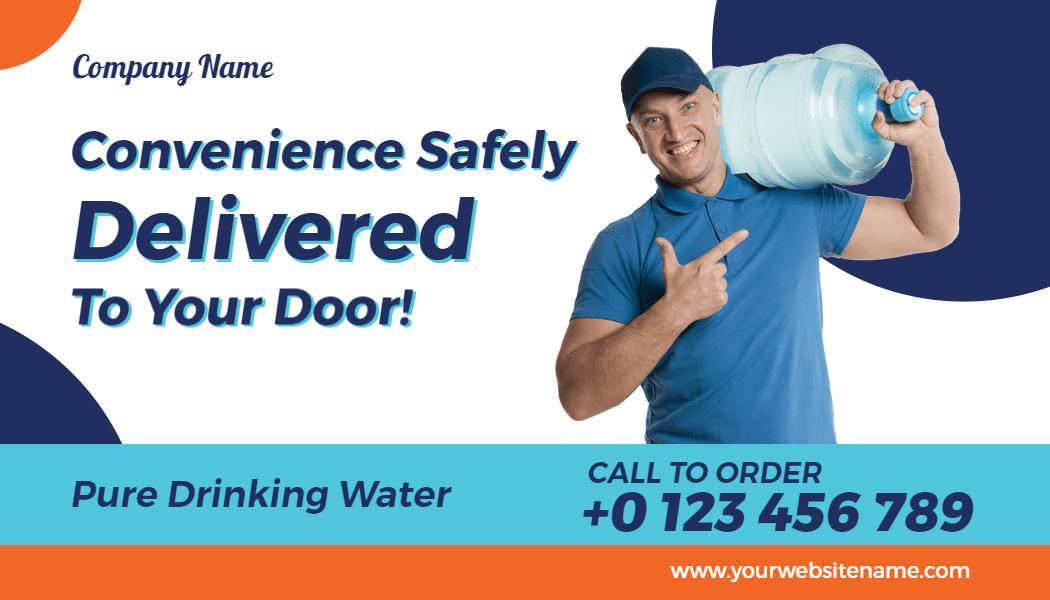 Bold Blue Water Delivery Service Visiting Card Template