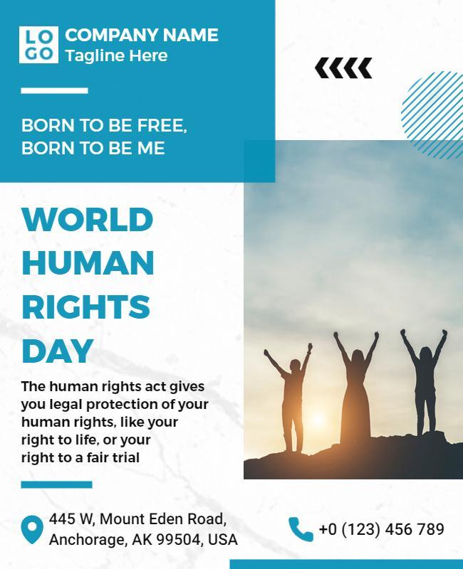 Bold Blue World Human Rights Day Awareness Poster Template