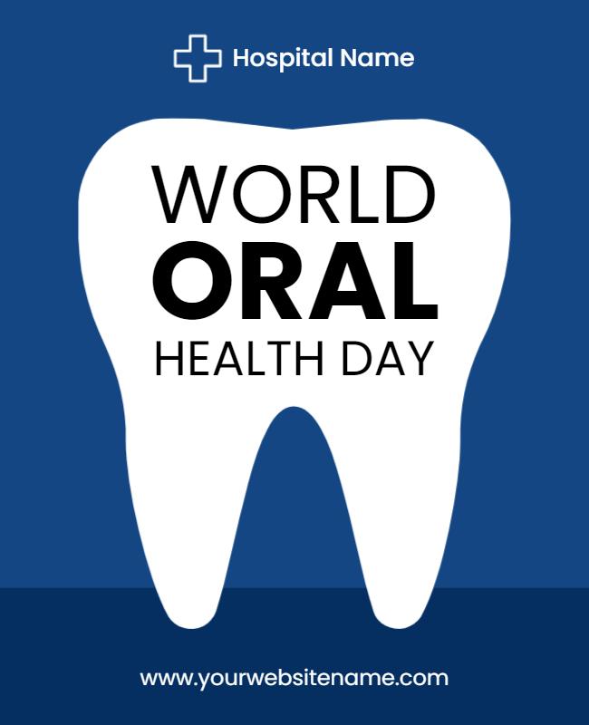 Bold Blue World Oral Health Day Awareness Poster Template