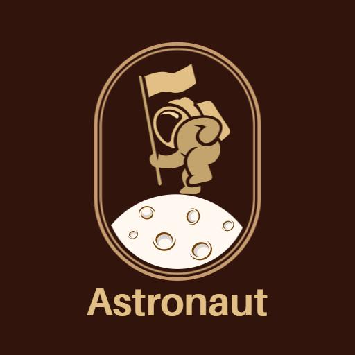 Bold Brown Astronaut Planting Flag on Moon Logo Template