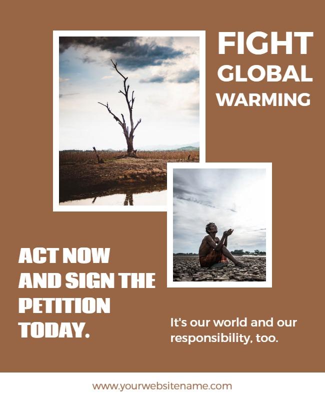 Bold Brown Climate Action Awareness Petition Poster Template