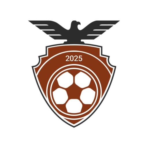 Bold Brown Shield with Soccer Elements Representing Football Logo Template