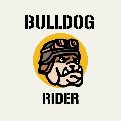 Bold Bulldog Character Wearing Helmet Represents Adventure Logo Template