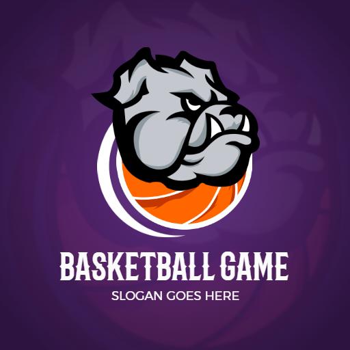 Bold Bulldog Mascot and Basketball Embrace Game Logo Template