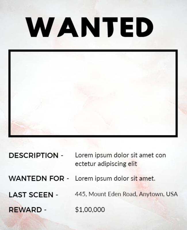 Bold Classic Wanted Poster with Minimalist Design Template