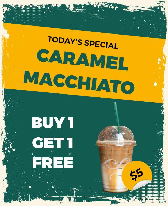 Bold Colorful Caramel Macchiato Drink Special Poster Template