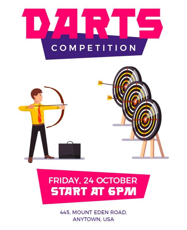 Bold Colorful Darts Competition Event Poster Template