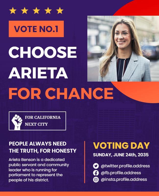 Bold Colorful Election Campaign Poster for Arieta Template