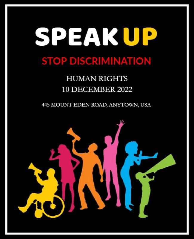 Bold Colorful Human Rights Awareness Rally Poster Template