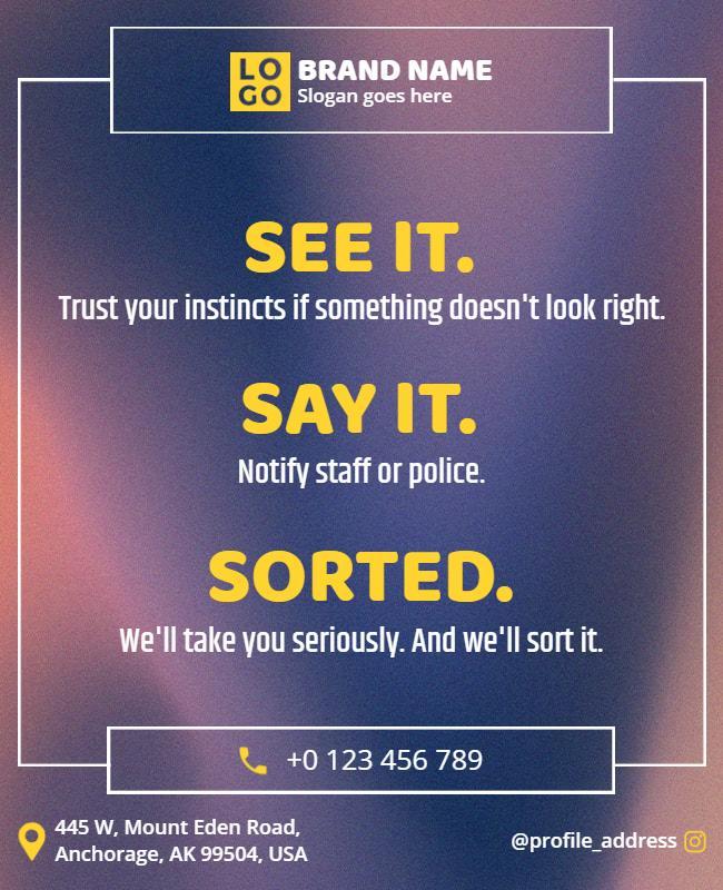 Bold Colorful Safety Awareness Campaign Poster Template