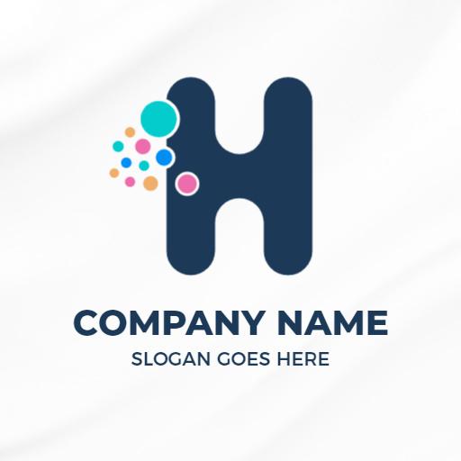 Bold Dark Blue H Letter with Colorful Dots Design Logo Template
