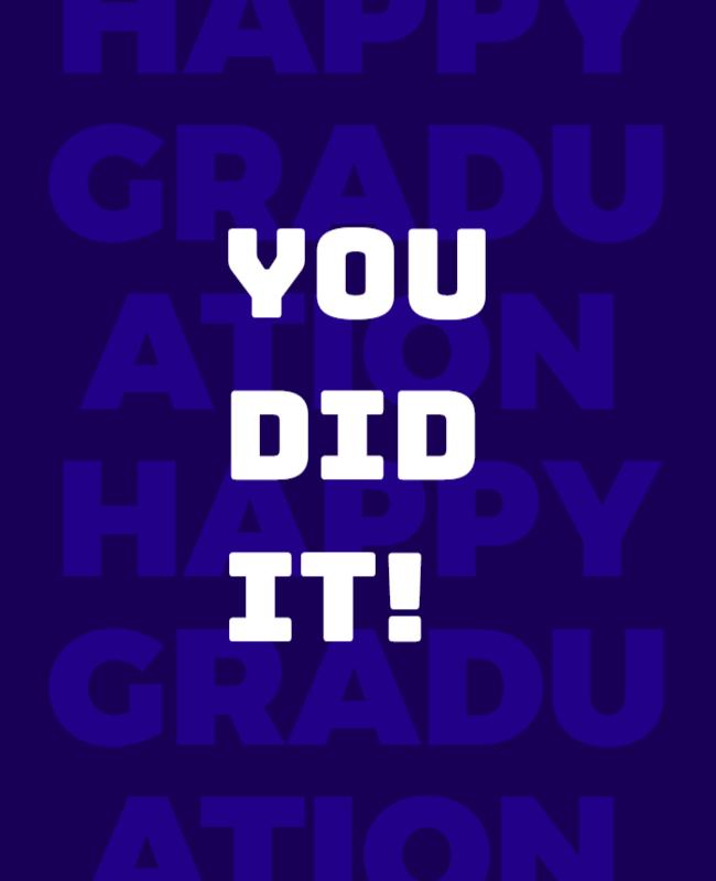 Bold Deep Blue Graduation Celebration Success Poster Template