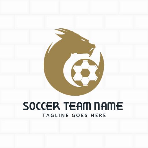 Bold Dragon Emblem Surrounded by a Soccer Theme Logo Template