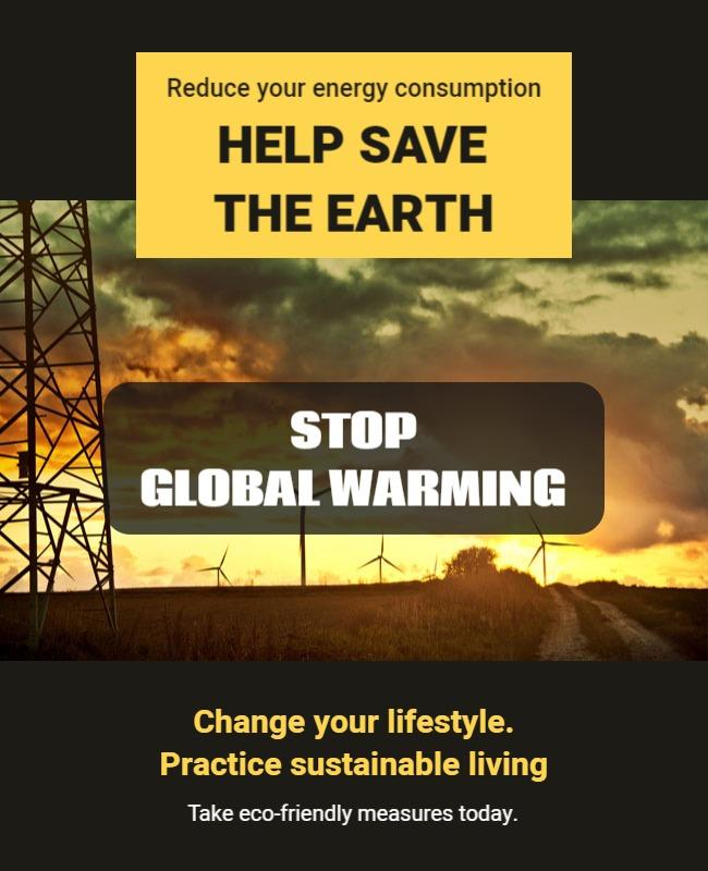 Bold Eco-Friendly Sustainability Awareness Poster Template