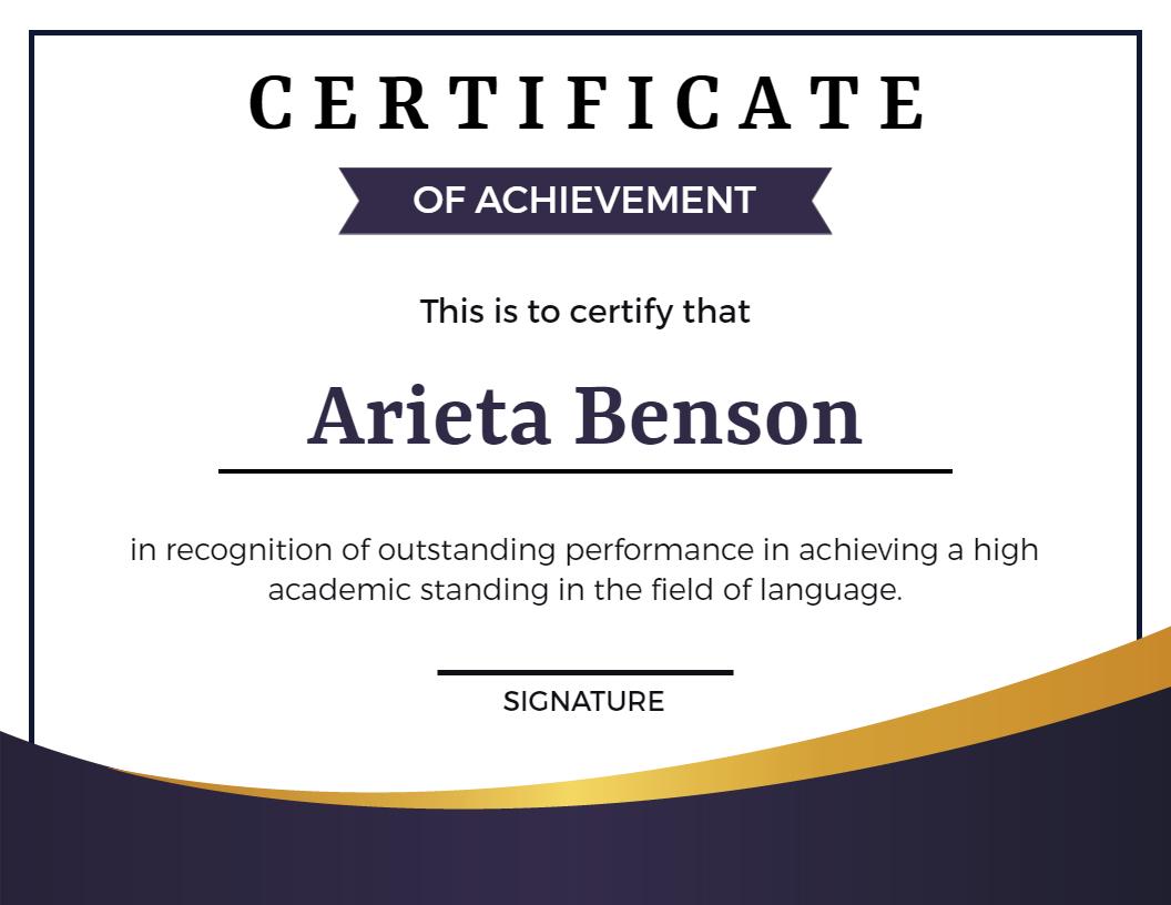 Bold Elegant Purple Academic Achievement Certificate Template