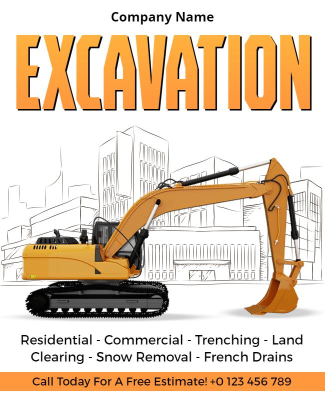 Bold Excavation Construction Services Poster Template