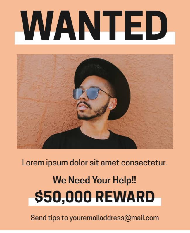 Bold Eye-Catching Orange Wanted Poster Template